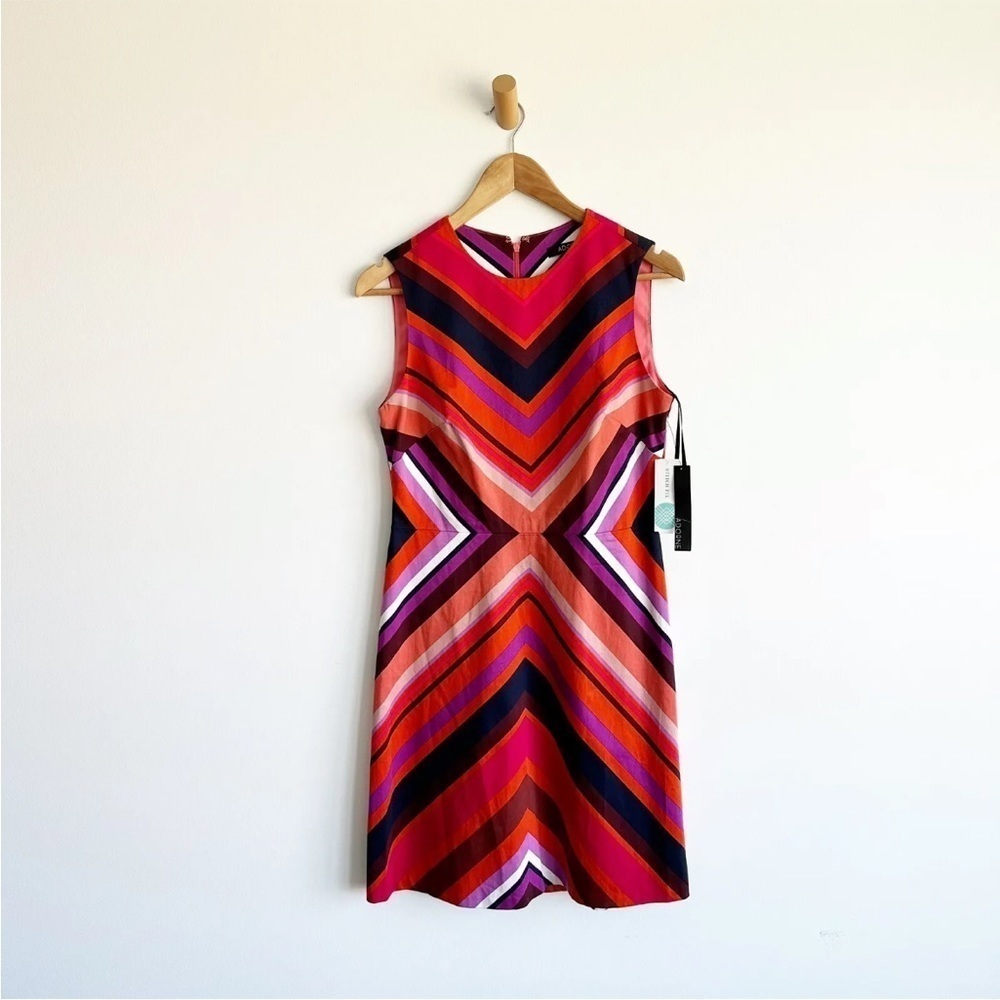Adorne Nikeeta Dress Stitch Fix Size 6 Dark Pink Orange Stripes Chevron